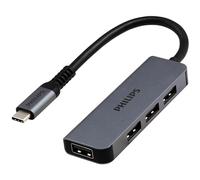 Philips USB-C to USB Hub 12 Pack, 4 USB 2.0 Ports, 480 Mbps Data Transfer Speed, USB Multiport Adapter, Aluminum Case, Travel, School, Home, SWL3903M/37