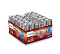 Philips Value Pack Batteries 40 Pieces - 24x AA Batteries and 16x AAA Batteries - Power Alkaline Battery with Long Life - for Remote Control, Radio and More