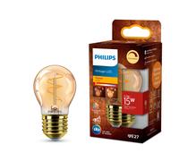 Philips Vintage Amber Spiral P45 Bulb, Dimmable, Flicker-Free, EyeComfort, 180 Lumen, Flame (1800 K), 2.7 W=15 W, E27 Base, 1-Pack