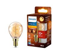 Philips Vintage Amber Spiral P45 Bulb, Dimmable, Flicker-Free, EyeComfort, 180 Lumen, Flame (1800 K), 2.7 W=15 W, E14 Base, 1-Pack