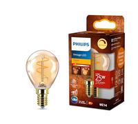 Philips Vintage Amber Spiral P45 Bulb, Dimmable, Flicker-Free, EyeComfort, 270 Lumen, Flame (2200 K), 3.1 W=25 W, E14 Base, 1-Pack