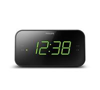 Philips Wake-Up Alarm Clock with Radio, Radio with Display for Bedside, Digital Radio with Dual Alarm, Sleep Timer & Snooze Function, Portable with Battery Back-up, Black with large Display TAR3306/12