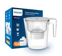 Philips Water Filter Jug +12 Taste+ Replacement Filter Cartridges, Fast flow, White, 2.6 litres, Electronic timer