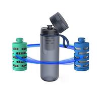 PHILIPS Water GoZero Active BPA-Free Water Bottle with Adventure River/Lake/Spring Water Filter for Hiking, Camping & Fitness Tap Water Filter for Gym, Sport Squeeze Bottle, Lightweight, Blue, 20 oz