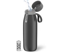 PHILIPS Water GoZero Everyday Insulated Stainless Steel Water Bottle Everyday Tap Water Filter BPA Free Transform Tap Water into Healthy Tastier Water Keep Drink Hot/Cold, 32 oz, Grey