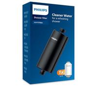 Philips Water in-Line Shower Filter, 50 000 L Filtration Capacity, Black, Reduces Chlorine by up to 99%, Easy to Install, fits All Standard Hoses and taps