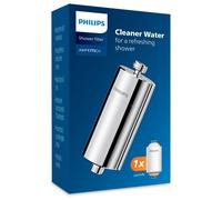 Philips Water in-Line Shower Filter and 1 Replacement Cartridge, 50,000 L Filtration Capacity, Chrome, Reduces Chlorine by up to 99%, fits All