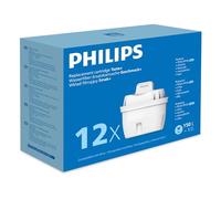 Philips Water Replacement Filter Cartridges, 12-Pack, Brita Compatible, Reduces MICROPLASTICS, Chlorine, LIMESCALE, Heavy Metals