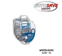 Philips White Vision Ultra Headlight Bulbs H4 12342WVUSM 4200K + 2 X W5W NEW