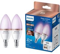 Philips WiZ E14 Colour Smart LED Wi-Fi Candle Bulbs - 2 Pack