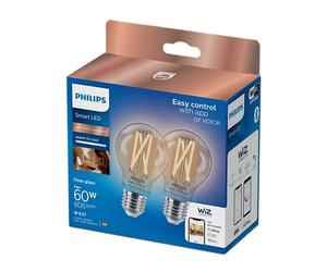 Philips WiZ E27 60W LED Cool white & warm white A60 Non-dimmable Light bulb Pack of 2