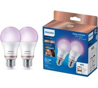 Philips WiZ E27 60W Smart Light Bulb, 2 Pack
