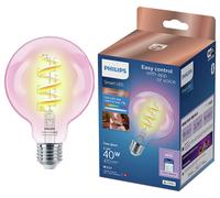Philips Smart 6.3W G95 E27 RGB Filament Bulb Connected by WiZ, Clear
