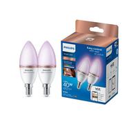 Philips Wiz Ses 40W Led Cool White, Rgb & Warm White Candle Non-Dimmable Light Bulb Pack Of 2