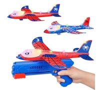 Philivivi 3 Pack LED Airplane Launcher Toy with 2 Flight Modes,Foam Glider Planes for Kids Ages 3-12, Outdoor Flying Toys,Birthday Gifts for Boys & Girls (15m Range,EPP Foam)
