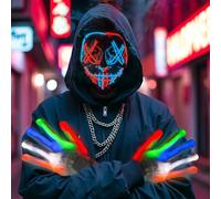 Philivivi LED Halloween Mask & Glow Gloves, Light Up your Halloween Night Great for Adults Cosplay Costume Masquerade Parties Carnival(Purge)