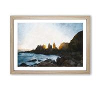 Phillip Island in Australia Painting Framed Print | A2 Oak Framed Wall Art | Ready to Hang | Modern Landscape Picture | Living Room Bedroom Lounge Office