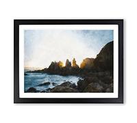 Phillip Island In Australia Painting Modern Art Framed Print | A2 Black Framed Wall Art | Ready to Hang | Modern Landscape Picture | Living Room Bedroom Lounge Office