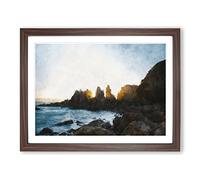 Phillip Island In Australia Painting Modern Art Framed Print | A3 Walnut Framed Wall Art | Ready to Hang | Modern Landscape Picture | Living Room Bedroom Lounge Office