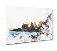 Phillip Island In Australia Watercolour Canvas Print | Gallery Wrapped 30mm Frame Wall Art | 30x20 inches | Ready to Hang | Modern Picture | Living Room Bedroom Lounge Office