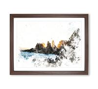 Phillip Island In Australia Watercolour Modern Framed Print | A2 Walnut Framed Wall Art | Ready to Hang | Modern Landscape Picture | Living Room Bedroom Lounge Office