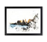 Phillip Island In Australia Watercolour Modern Framed Print | A4 Black Framed Wall Art | Ready to Hang | Modern Landscape Picture | Living Room Bedroom Lounge Office