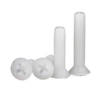 Phillips Cross Nylon Flat Head Machine Screw Metric Thread Plastic Countersunk Screws Bolt White M2 M2.5 M3 M4 M5 M6 M8(15mm,M3(50pcs))