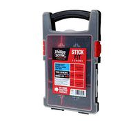 Phillips Stick-Fit Drywall Screws Site Pack - 1130 High-Performance Screws in 5 Essential Sizes & 3 Stick-Fit Driver Bits, black phosphate coated, assorted