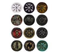 Philo Fun 12-Piece Norse Viking Fridge Magnets - Glass Rune Symbols, Pagan Decor for Locker or Whiteboard, Nordic Gift & Souvenir, 1.18"