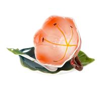 Philo Fun Lily Flower Tea Cup and Saucer Set 6 Oz, Enamel Flower Porcelain Coffee Cup Saucer Set with Spoon for Women, Hand Crafted Tea Set (Clivia Lily)