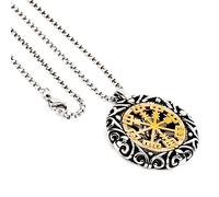 Philo Fun Viking Compass Pendant Necklace - Norse Vegvisir Symbol with Rustic Metalwork, Nordic Amulet Jewelry, Unisex