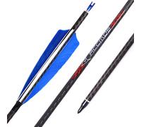 PHILOCS 12 pcs 3K Carbon Weave Hunting Arrows Spine 250 300 350 400 500 600 ID 6,2 mm with 4'' Blue Turkey Feathers, for Recurve Bow Composite Bow Shooting (Spine 400, 31inch)