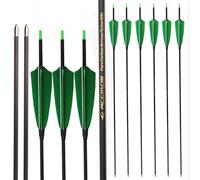 PHILOCS 12 pcs Archery Arrows, Spine 350 400 500 600 700 800 900 1000 1100 1300 1500 1800 ID 4.2 mm Gold Label Carbon Shaft for Hunting Shooting Practice (30inch,Spine 600)