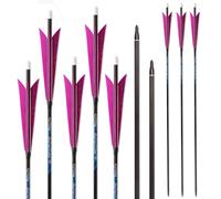 PHILOCS 12 pcs ID 6.2 mm Pure-carbon Arrows, Spine 250 300 350 400 500 600 700 800 Purple Pointed Feather Hunting Arrow, for Archery (29inch,Spine 800)