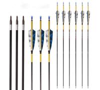 PHILOCS 12pc White Blue Camouflage Turkey Feather Arrows ID 6.2mm Spine 200 250 300 350 400 500 600 700 800 Pure-carbon Arrow for Hunting Archery Practice (31inch,Spine 800)