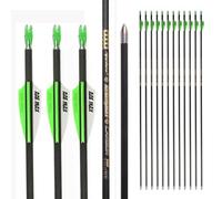 PHILOCS 12pcs Archery Competition Arrows ID 4.2mm Spine 300 400 500 600 700 800 900 1000 1100 1200 1300 1400 1500 Green White Air Grooves Vane Carbon Arrow (31inch,Spine 1100)