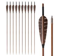 PHILOCS 12pcs Bamboo Arrows 33" Shaft Length OD 7mm 8mm 5" Turkey Feather 2 Vane Arrow for Recurve Bow Traditional Longbow Hunting Archery Practice (OD 8mm)