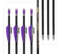 PHILOCS 12pcs Competition Arrows ID 4.2mm Purple White Air Grooves Feather Archery Arrow Spine 300 400 500 600 700 800 900 1000 1100 1200 1300 1400 1500 (28inch,Spine 600)