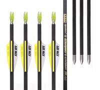 PHILOCS 12pcs Competition Arrows ID 4.2mm Spine 300 400 500 600 700 800 900 1000 1100 1200 1300 1400 1500 Yellow White Air Grooves Vane Arrow, for Archery (29inch,Spine 800)