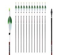 PHILOCS 12pcs Green White Gradient Feather Arrows, ID 6.2mm Spine 200 250 300 350 400 500 600 700 800 Hunting Arrow, for Recurve Bow Composite Bow Archery (27inch,Spine 200)