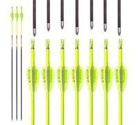 PHILOCS 12pcs Yellow Carbon Arrows, ID 4.2mm Spine 400 500 600 700 800 900 1000, for Recurve Bows Compound BoHunting Archery Practice (28inch,Spine 700)