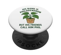 Philodendron Phil Funny Plant Pun Happy Houseplant Design PopSockets Adhesive PopGrip