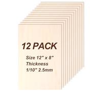 Philorn 12Pcs Plywood Sheets, Unfinished Basswood Sheets Boards for Woodcraft Model, Craft Balsa Wood, Painting, Engraving, Stenciling, Home Decor (12pcs 300 * 200 * 2.5mm)