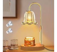 Philorn Candle Warmer Lamp Dimmable & Timer, Flower Candle Burner Lamp Height Adjustable, Electric Candles Heater Light for Wax Jar, Birthday Presents for Her, Women, Mum, New Home Gifts - 2 Bulbs