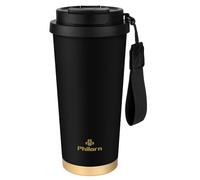 Philorn Coffee Cup Travel Mug, 500ml Insulated Coffee Cup with Lid & Double Wall, Leak Proof Coffee Travel Mug for Hot & Cold Drinks - Reusable Stainless Steel Cup (Black)