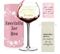 Philorn Gifts for Women 2026, Wine Glass for Women, Next Chapter 16OZ Crystal Wine Glass, Pink Gift Box & Card, Goodbye Gift for Coworkers, Friends (Retirement, Glass)