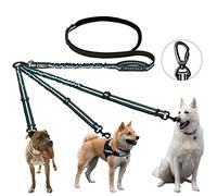 PHILORN Hands-free triple Dog Lead Splitter - Adjustable, Detachable - Shock Absorbing Bungee Leads No Tangle Lead for Walking 3 Dogs (Blue)