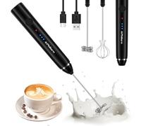 Philorn Milk Frother Electric, Double Whisk Handheld Milk Frother, 3 Speed USB Rechargeable Milk Frother Stick, Manual Milk Frother for Coffee/Latte/Cappuccino/Egg Whipping (Upgrate), Black, P165
