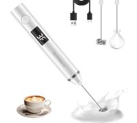 Philorn Rechargeable Handheld Milk Frother with Battery Indicator & 2 Whisks - Electric Coffee Whisk, Cappuccino Mixer, Hot Chocolate Frother for Barista-Style Drinks