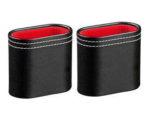Philos leatherette dice shakers - Pack of two - Decorative white stitching and noiseless, velour interior - Dice cup set for various board games including Backgammon